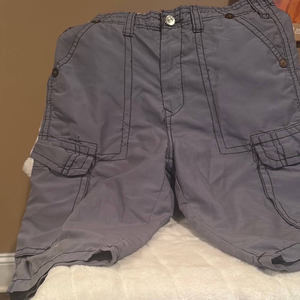 True Religion Men's Cargo Shorts in Steel Blue - Picture 2 of 2